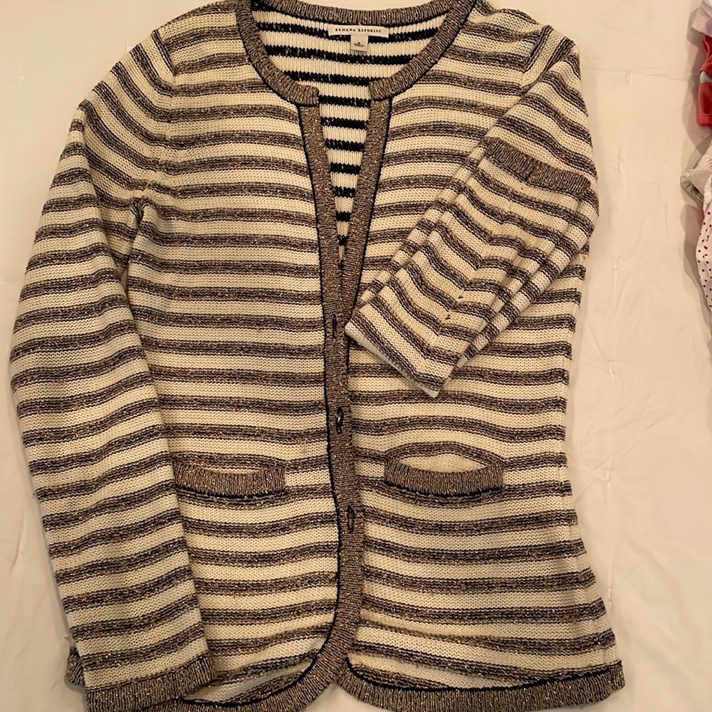 Cream and gold striped sweater